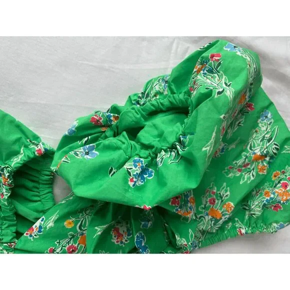 Green Balloon, Cutout Midi Dress, Size Medium, Festival, Whimsical, Flowers - Picture 2 of 7